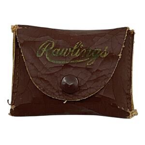 Vntg Rawlings Ditty Bag Glove Conditioner in Leather Pouch Baseball Memorabilia